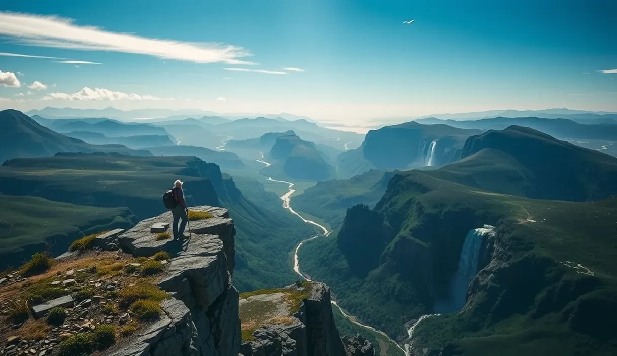 beautiful landscape and walker