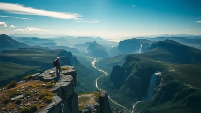 beautiful landscape and walker
